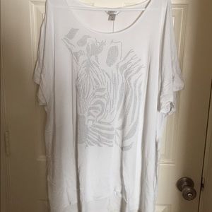 3/$20 CJ Banks white t-shirt zebra 3x